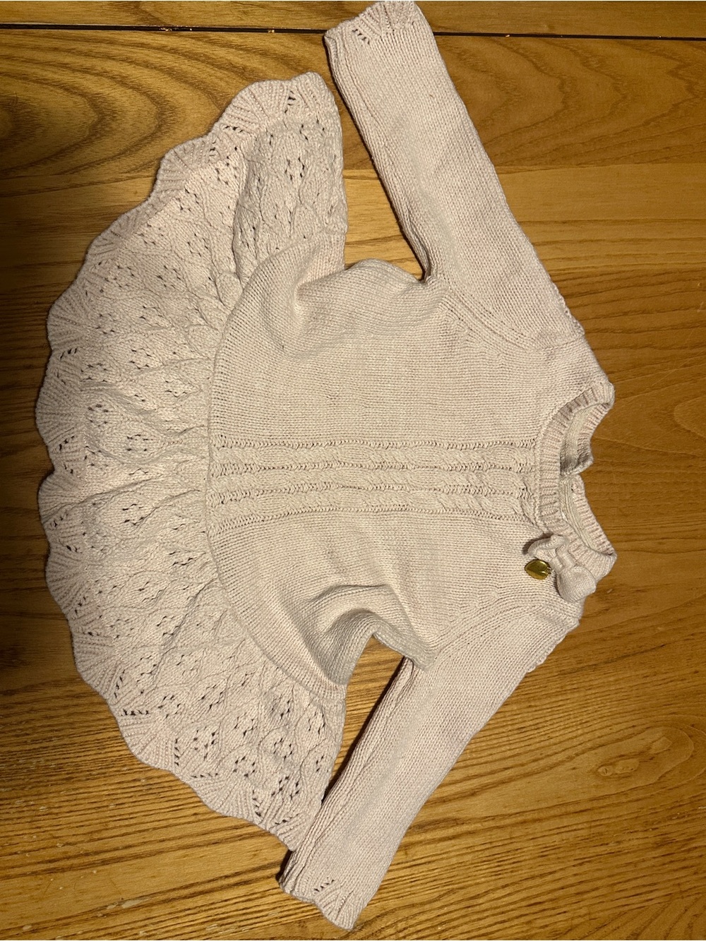 Shabby Chic Cream Knit Scoop-Neck Dress Sweater for Kids
